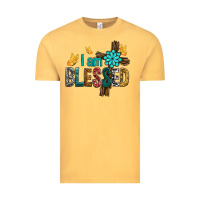 Vintage Mustard I Am Blessed Cross Vintage Tee - BundleAndBundleShop