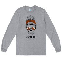 Heather Grey Western Brown Glitter Cowhide Patterned Mom Skull Long Sleeve Tee - Bettercallsaul