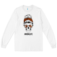 White Western Brown Glitter Cowhide Patterned Mom Skull Long Sleeve Tee - Bettercallsaul