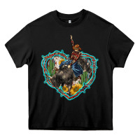 Black western heart bullfighter  cactus sunflower aztek pattern Heavy Core Tee - BarkalooDesign