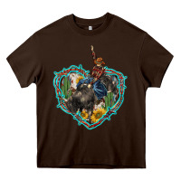 Chocolate Brown western heart bullfighter  cactus sunflower aztek pattern Heavy Core Tee - BarkalooDesign