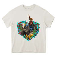 Cream western heart bullfighter  cactus sunflower aztek pattern Heavy Core Tee - BarkalooDesign