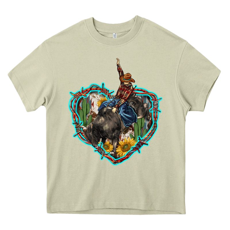 Western Heart Bullfighter  Cactus Sunflower Aztek Pattern Heavy Core Tee by BarkalooDesign | Teevron
