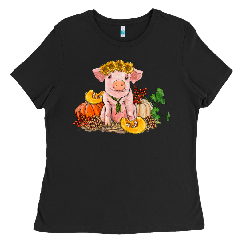 Fall Pig Ladies Tee by RanaPortraitStore | Teevron
