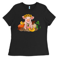 Black fall pig Ladies Tee - RanaPortraitStore