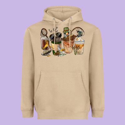 Fishing Coffee Cups Heavyweight Hoodie Designed By Fadigitalartstudio
