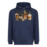 Navy Fishing Coffee Cups Heavyweight Hoodie - FaDigitalArtStudio