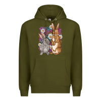 Army Green Bunnys Easter with leopard background Premium Hoodie - OliviaCreatesArt