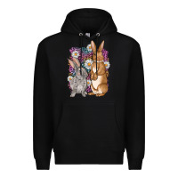 Black Bunnys Easter with leopard background Premium Hoodie - OliviaCreatesArt