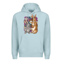 Blue Mist Bunnys Easter with leopard background Premium Hoodie - OliviaCreatesArt