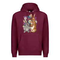 Burgundy Bunnys Easter with leopard background Premium Hoodie - OliviaCreatesArt