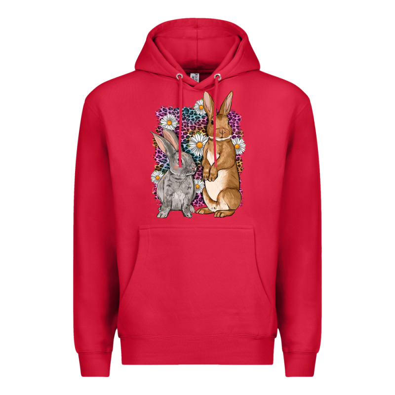 Bunnys Easter With Leopard Background Premium Hoodie by OliviaCreatesArt | Teevron