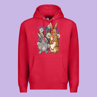 Bunnys Easter With Leopard Background Premium Hoodie Designed By Oliviacreatesart