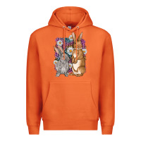 Carrot Bunnys Easter with leopard background Premium Hoodie - OliviaCreatesArt