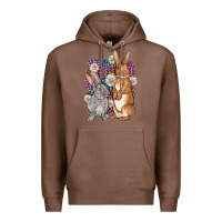 Chestnut Bunnys Easter with leopard background Premium Hoodie - OliviaCreatesArt