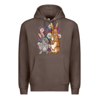 Coffee Bunnys Easter with leopard background Premium Hoodie - OliviaCreatesArt