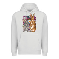 Dove Grey Bunnys Easter with leopard background Premium Hoodie - OliviaCreatesArt