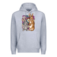 Heather Grey Bunnys Easter with leopard background Premium Hoodie - OliviaCreatesArt