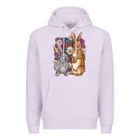 Lilac Bunnys Easter with leopard background Premium Hoodie - OliviaCreatesArt