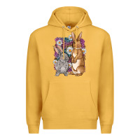 Mustard Bunnys Easter with leopard background Premium Hoodie - OliviaCreatesArt