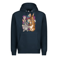 Navy Bunnys Easter with leopard background Premium Hoodie - OliviaCreatesArt