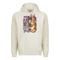 Oatmeal Heather Bunnys Easter with leopard background Premium Hoodie - OliviaCreatesArt