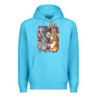 Ocean Blue Bunnys Easter with leopard background Premium Hoodie - OliviaCreatesArt