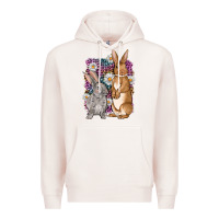 Pale Pink Bunnys Easter with leopard background Premium Hoodie - OliviaCreatesArt