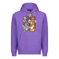 Purple Bunnys Easter with leopard background Premium Hoodie - OliviaCreatesArt