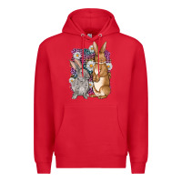 Red Bunnys Easter with leopard background Premium Hoodie - OliviaCreatesArt