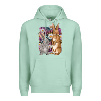Seafoam Bunnys Easter with leopard background Premium Hoodie - OliviaCreatesArt