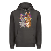 Smoke Bunnys Easter with leopard background Premium Hoodie - OliviaCreatesArt