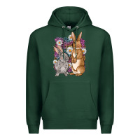 Sports Green Bunnys Easter with leopard background Premium Hoodie - OliviaCreatesArt