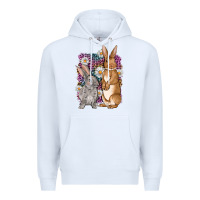 White Bunnys Easter with leopard background Premium Hoodie - OliviaCreatesArt