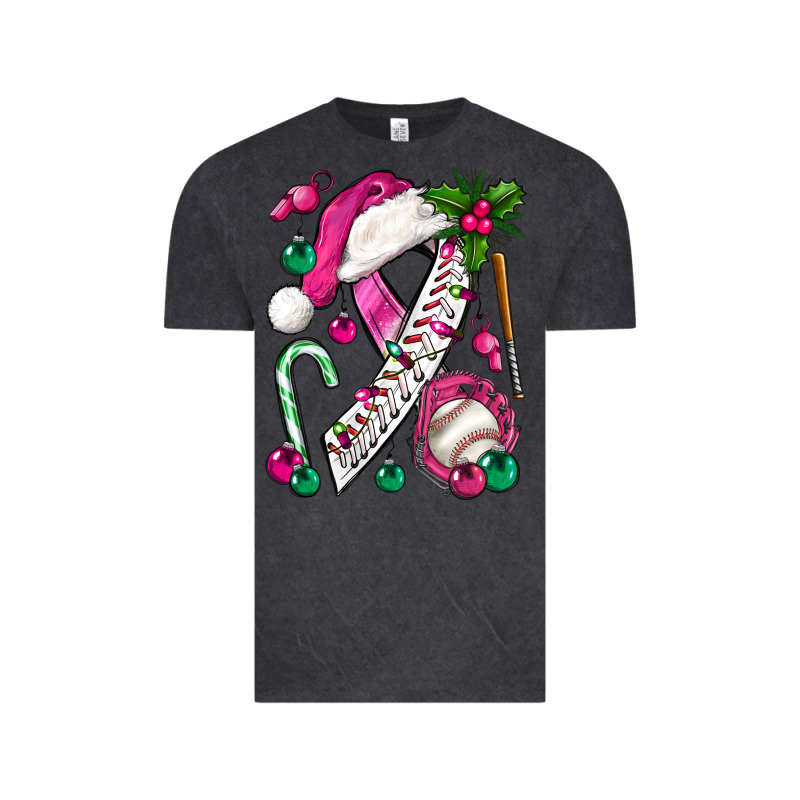 Pink Christmas Breast Cancer Ribbon Baseball Vintage Tee by BundleAndBundleShop | Teevron