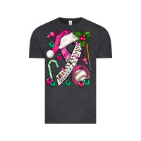Vintage Black Pink Christmas Breast Cancer Ribbon Baseball Vintage Tee - BundleAndBundleShop