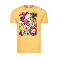 Vintage Mustard Pink Christmas Breast Cancer Ribbon Baseball Vintage Tee - BundleAndBundleShop