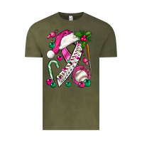 Vintage Olive Pink Christmas Breast Cancer Ribbon Baseball Vintage Tee - BundleAndBundleShop