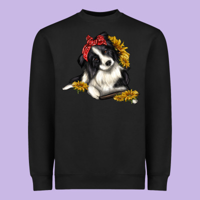 Border Collie With Bandanna Heavyweight Sweatshirt Designed By Texasbilliewilder