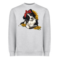Heather Grey border collie with bandanna Heavyweight Sweatshirt - texasbilliewilder