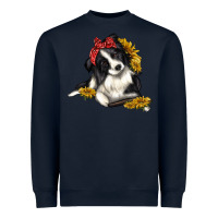 Navy border collie with bandanna Heavyweight Sweatshirt - texasbilliewilder