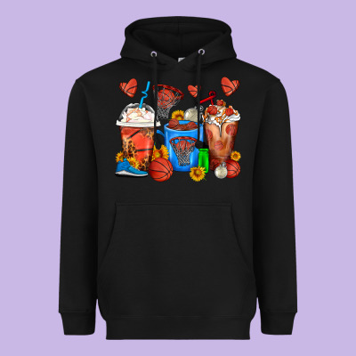Basketball Coffee Cups Heavyweight Hoodie Designed By Fadigitalartstudio