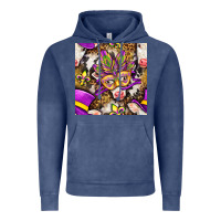 Vintage Denim Mardi Gras cow with carnival mask seamless pattern Vintage Hoodie - BundleAndBundleShop