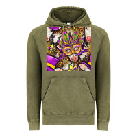 Vintage Olive Mardi Gras cow with carnival mask seamless pattern Vintage Hoodie - BundleAndBundleShop