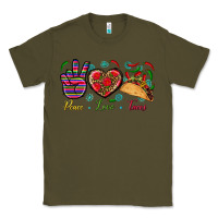 Army Green Peace Love Tacos Classic Tee - BundleAndBundleShop