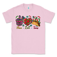 Bubblegum Pink Peace Love Tacos Classic Tee - BundleAndBundleShop