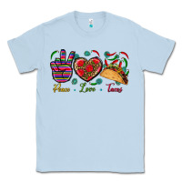 Dusty Blue Peace Love Tacos Classic Tee - BundleAndBundleShop