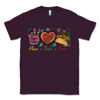 Plum Peace Love Tacos Classic Tee - BundleAndBundleShop