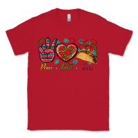 Red Peace Love Tacos Classic Tee - BundleAndBundleShop