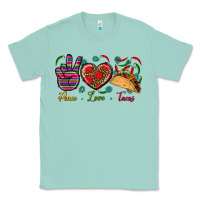 Seafoam Peace Love Tacos Classic Tee - BundleAndBundleShop